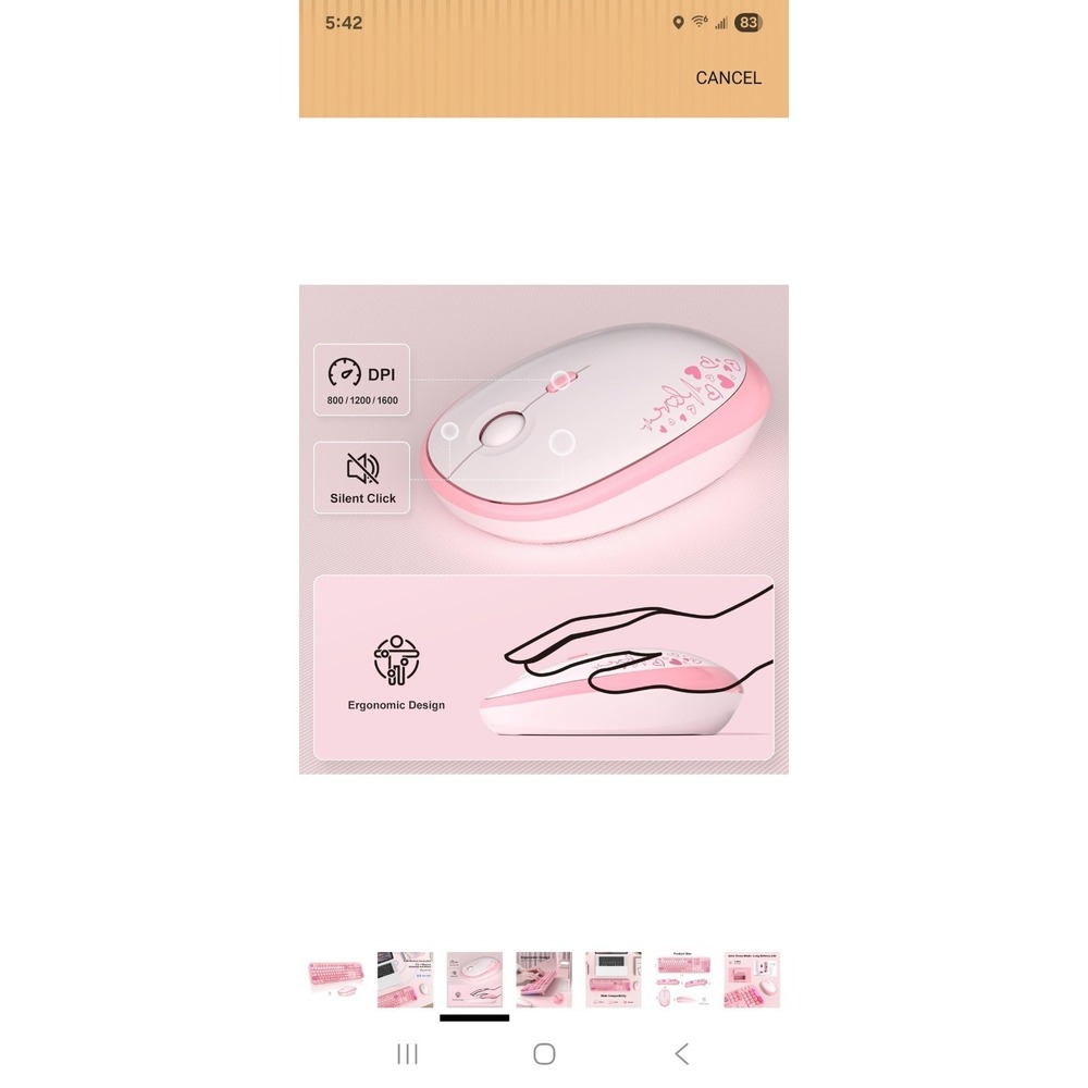 Pink‎ Wireless Mouse With Dongle
